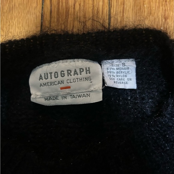 Vintage 80's Autograph American Clothing Black Green Floral Knit Sweater - Picture 3 of 6